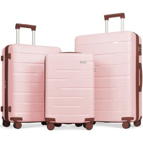 Luggage Sets 3 Piece Suitcase Set 20/24/28,Carry on Luggage Airline Approved,Hard Case with Spinner Wheels, Pink