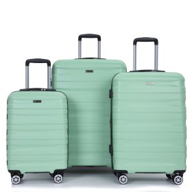 3 Piece Luggage Sets PC Lightweight & Durable Expandable Suitcase with Two Hooks, Double Spinner Wheels, TSA Lock, (21/25/29) Light Green