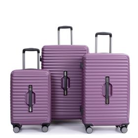 3 Piece Luggage Sets PC+ABS Lightweight Suitcase with Two Hooks, 360¬∞ Double Spinner Wheels, TSA Lock, (21/25/29) Dark Purple