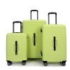 3 Piece Luggage Sets PC+ABS Lightweight Suitcase with Two Hooks, 360¬∞ Double Spinner Wheels, TSA Lock, (20/24/28) Light Green