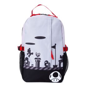 Nintendo Super Mario Bros. Unisex 18" Laptop Backpack, Grey Black