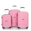 Hardshell Suitcase Spinner Wheels PP Luggage Sets Lightweight Durable Suitcase with TSA Lock,3-Piece Set (20/24/28) ,Pink