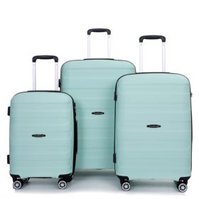 Hardshell Suitcase Spinner Wheels PP Luggage Sets Lightweight Durable Suitcase with TSA Lock,3-Piece Set (20/24/28) ,Light Green