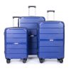 Hardshell Suitcase Spinner Wheels PP Luggage Sets Lightweight Suitcase with TSA Lock,3-Piece Set (20/24/28) ,Navy