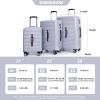 3 Piece Luggage Sets PC+ABS Lightweight Suitcase with Two Hooks, 360¬∞ Double Spinner Wheels, TSA Lock, (21/25/29) Gray