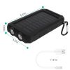 10000mAh Solar Power Bank External Battery Pack Dual USB Ports Outdoor Charger with Battery Indicators SOS LED Lights Compass Camping Hiking