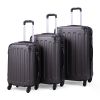 3-Piece Luggage Expandable Lightweight Travel Suitcase Set with Code Lock, Spinner Wheels, 20/24/28 Inches, Gray