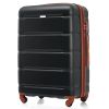 Luggage Set of 3, 20-inch with USB Port, Airline Certified Carry-on Luggage with Cup Holder, ABS Hard Shell Luggage with Spinner Wheels, black and bro