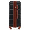 Luggage Set of 3, 20-inch with USB Port, Airline Certified Carry-on Luggage with Cup Holder, ABS Hard Shell Luggage with Spinner Wheels, black and bro