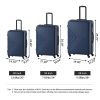 3 Piece Luggage Sets ABS Lightweight Suitcase with Two Hooks, Spinner Wheels, TSA Lock, (20/24/28) Navy