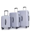 3 Piece Luggage Sets PC+ABS Lightweight Suitcase with Two Hooks, 360¬∞ Double Spinner Wheels, TSA Lock, (21/25/29) Gray