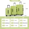 3 Piece Luggage Sets PC+ABS Lightweight Suitcase with Two Hooks, 360¬∞ Double Spinner Wheels, TSA Lock, (20/24/28) Light Green