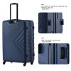 3 Piece Luggage Sets ABS Lightweight Suitcase with Two Hooks, Spinner Wheels, TSA Lock, (20/24/28) Navy