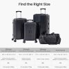 Luggage Set 4 pcs (20"/24"/29"/Travel Bag), PC+ABS Durable Lightweight Luggage with Collapsible Cup Holder, 360¬∞ Silent Spinner Wheels, TSA Lock, Bla