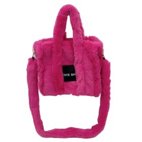 Women's Faux Rabbit Fur Portable Large-capacity Crossbody Bag (Option: Rose red)