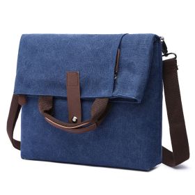 New Men's Casual Fashion Anti-theft Canvas Solid Color Single-shoulder Bag (Color: Dark Blue)