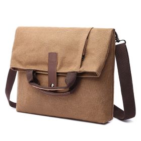 New Men's Casual Fashion Anti-theft Canvas Solid Color Single-shoulder Bag (Color: Brown)