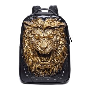 3D Angry Lion Face Unisex Backpack (Color: Silver)