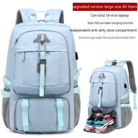 Large Capacity Business Short Trip Men's Backpack Travel (Option: Light Blue-552035)