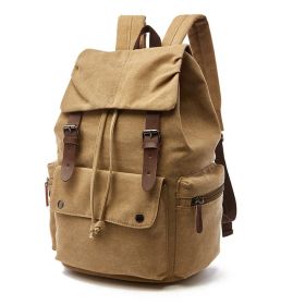 New Canvas Travel Backpack (Color: Khaki)