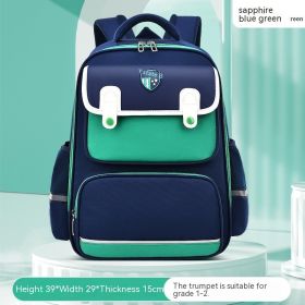 3D Spine Protection Burden Reduction Primary School Student Grade 1-3-6 Children's Schoolbag (Option: Bule and Green-Small)