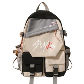 Stitching Contrast Color Double-shoulder Travel Schoolbag (Option: Black 1-42X31X14cm)