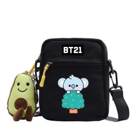 Cartoon Cute Canvas Messenger Bag (Option: Black-Koala)