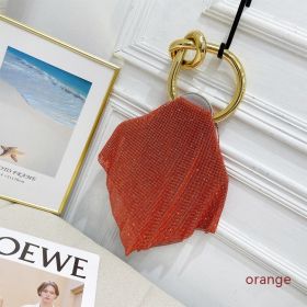 Portable Crystal Bag Turbot Fish Diamond Rhinestone Dinner Bag (Option: Orange-27x29x4)