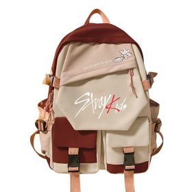 Stitching Contrast Color Double-shoulder Travel Schoolbag (Option: Red 1-42X31X14cm)