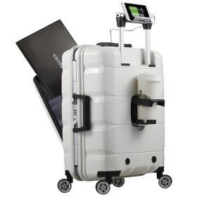 Multifunctional Computer Luggage Aluminum Frame (Option: White-24inch)