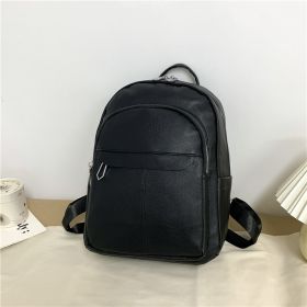 Fashion College Schoolbag Trendy Backpack Women's All-match Simple Large Capacity (Color: Black)