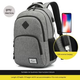 Backpack Simple And Lightweight Charging With USB Interface (Option: Light Gray)