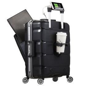 Multifunctional Computer Luggage Aluminum Frame (Option: Black-24inch)