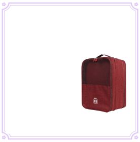 Travel Shoe Bag Portable Storage Box Dust-proof Portable (Option: Wine Red-Plus size 33x23x20cm)