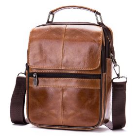 Leather Men's Bag Vertical Casual (Color: Brown)