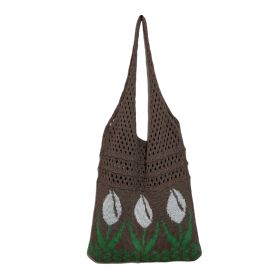 Flower Tulip Vintage Knitted Shoulder Bag (Option: Khaki White Flower)