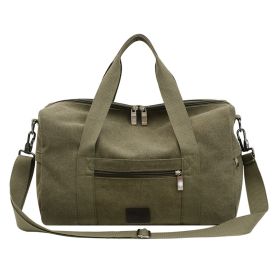 Canvas Travel Bag with Patch Decor Lightweight Luggage for Business Trips (Color: armyGreen)