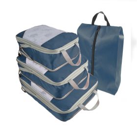 Packing Cubes for Travel, 4 Pcs Travel Cubes Storage Set with Shoe Bag Suitcase Organizer Lightweight Luggage for Travel Accessories (Color: Navy, size: 3 pcs)