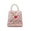 Mini Bag Fashion Kids Pearl Top Handle Quilted Crossbody Hand Tote Shoulder Messenger Bag