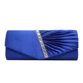 Evening Clutchbag Womens Pleated Crystal-Studded Satin Handbag Party Handbag (Color: Blue)