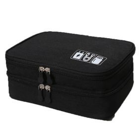 Waterproof Multi-Function Digital Package Headphone Storage Box Cable Organizer Bag USB Storage Bag Cable Cord Organizer Bag Cable Organizer Travel Ba (Color: Black)