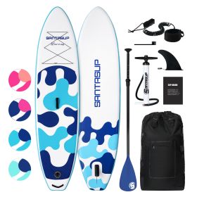 Inflatable Stand Up Paddle Board for Adults with Paddleboard Accessories;  Sup Paddle;  Double Action Hand Pump;  Travel Backpack;  Leash;  Blow Up Su (Color: aqua blue)