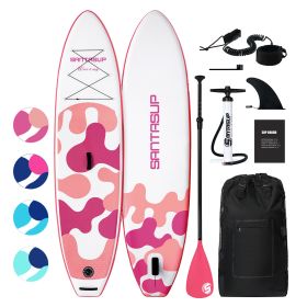 Inflatable Stand Up Paddle Board for Adults with Paddleboard Accessories;  Sup Paddle;  Double Action Hand Pump;  Travel Backpack;  Leash;  Blow Up Su (Color: coral pink)