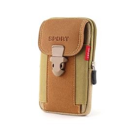 'HIM' Sport Belt Waist Canvas Bag (Direction: Vertical, Color: Khaki)