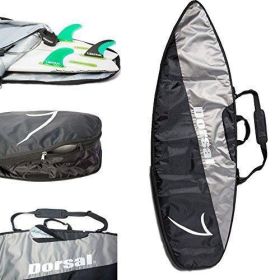 DORSAL Travel Shortboard and Longboard Surfboard Board Bag Cover (Color: Black/Grey, size: 5'6)