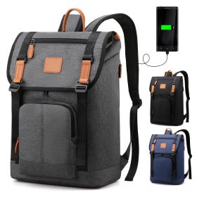 Laptop Backpack w/ USB Port Anti-theft Business School Rucksack Travel Bag (Color: Black)