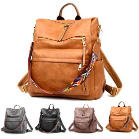 Vintage Women Girls Backpack PU Leather Travel School Bag Shoulder Handbag Purse (Color: Black)