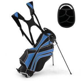 Golf Stand Cart Bag with 6-Way Divider Carry Pockets (Color: Blue)