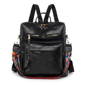 New Women Backpacks High Quality Leather Backpack Fashion School Bags Ladies Bagpack Designer Large Capacity Travel Backpacks (Color: Black)