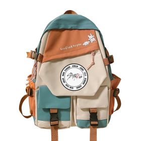 Stitching Contrast Color Double-shoulder Travel Schoolbag (Option: Green 2-42X31X14cm)